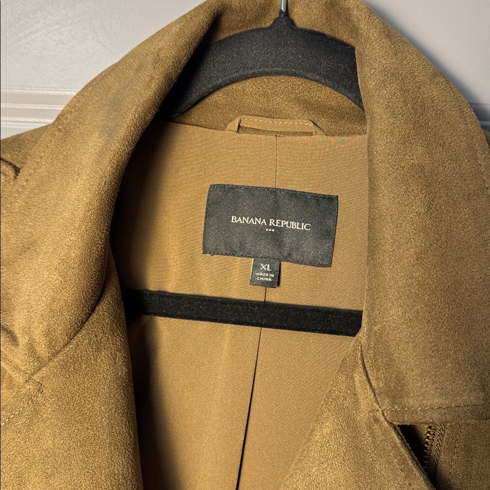Banana Republic Faux Suede Moto Jacket Camel Brown Zip Jacket - Picture 3 of 7